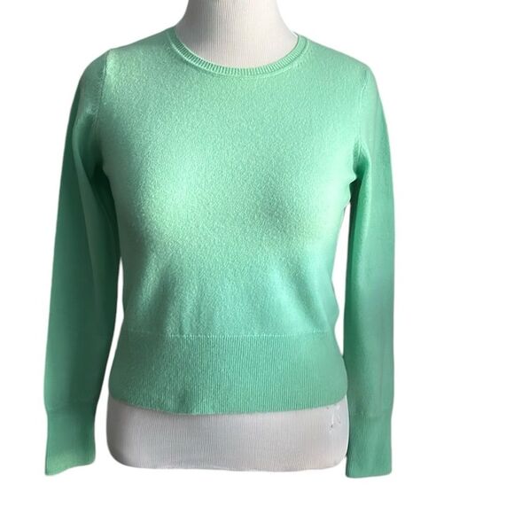 Pure Collection Women’s 100% Cashmere Crewneck Cropped Sweater in Mint Green 6US - Picture 1 of 8